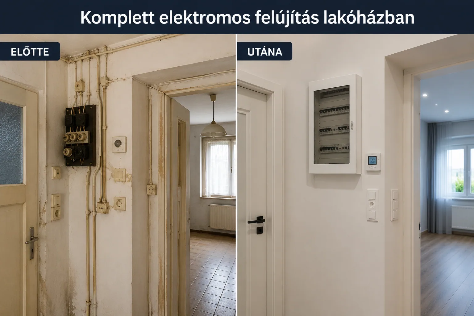 Komplette Elektrosanierung — vorher und nachher