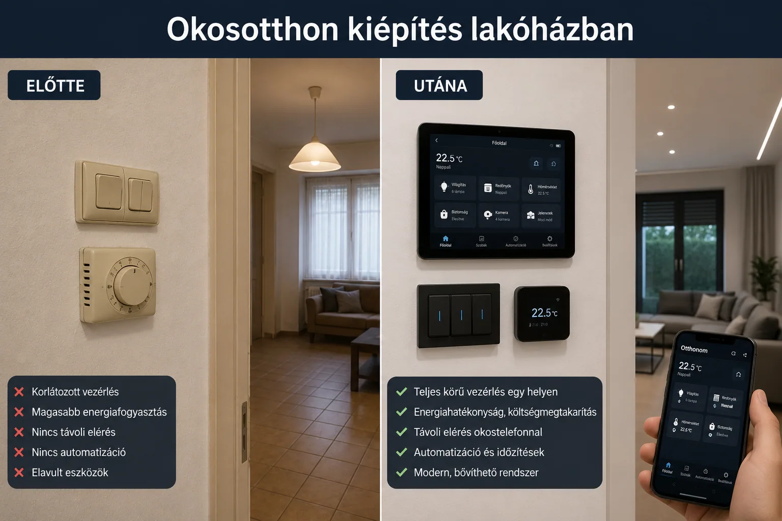 Smart-Home Installation — vorher und nachher